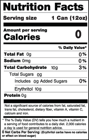 Nutrition information per 12 ounce can of Denver Diet Cola from Rocky Mountain Soda Company