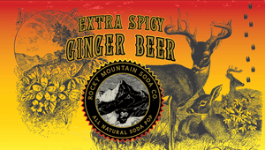 Flattened label for Extra Spicy Ginger Beer soda with deer illustrations and with orange gradient coloring