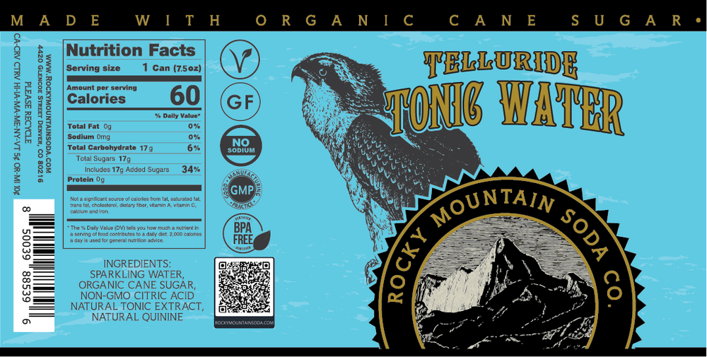 Telluride Tonic Water 7.5oz 48 Pack
